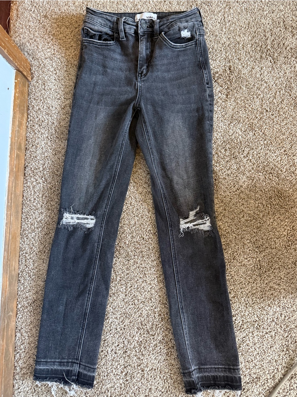 VERVET by Flying Monkey Black Washed Distressed Skinny Jeans
